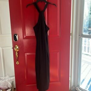 Elegant black satin polyester halter midi dress. Target brand new with tags. XXL